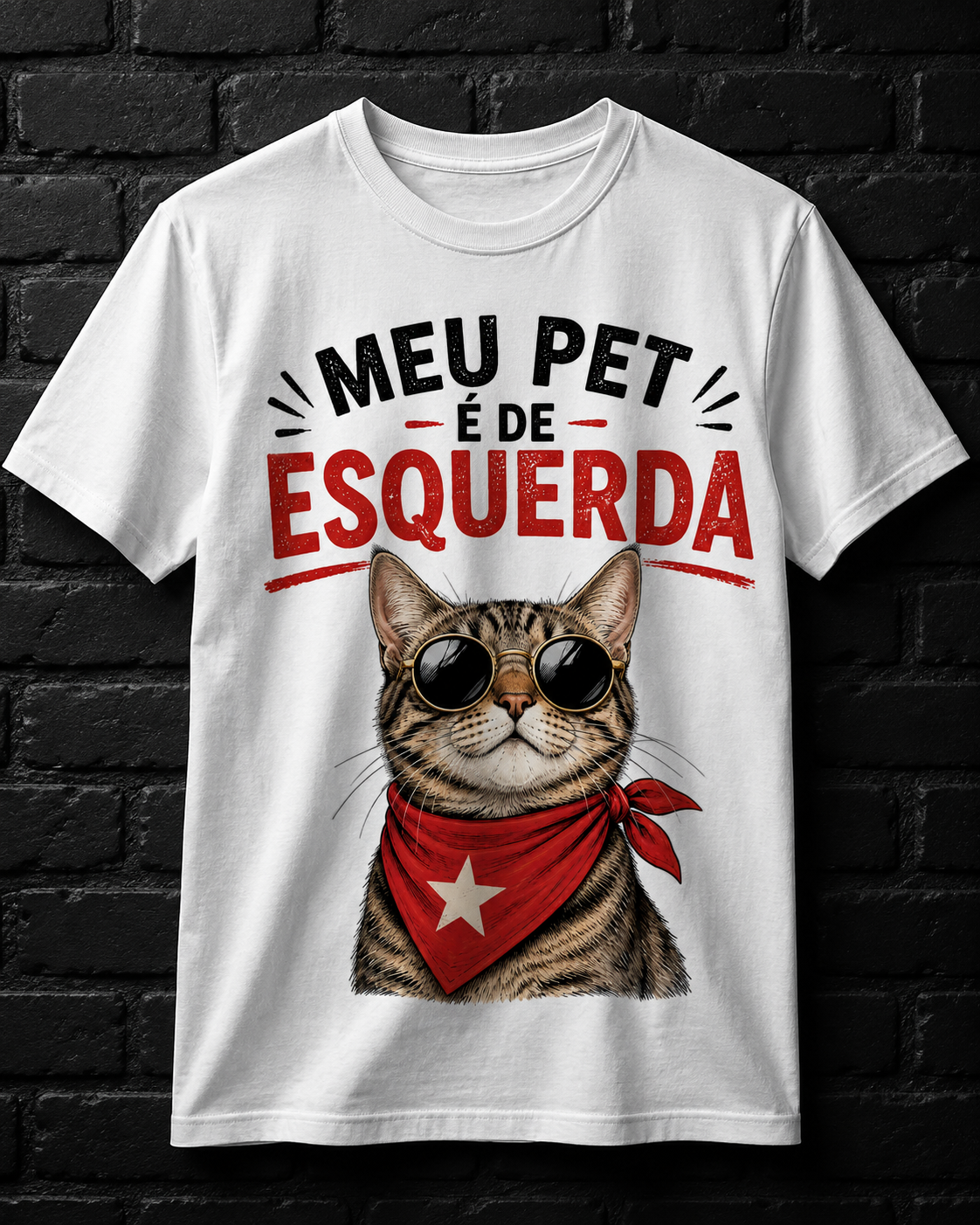 Camiseta Meu Pet é de Esquerda — Gato